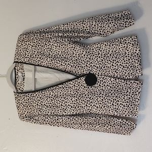 Vintage I.Magnin 100% Silk Black and white Blazer Jacket sz 2 P women's